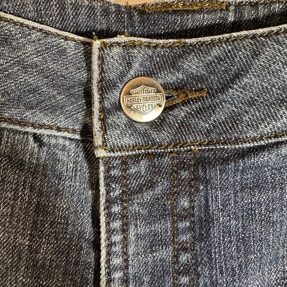 Harley-Davidson Womens Studded Embroidered Blue Denim Jeans SZ 12 High Rise EUC - Picture 9 of 12